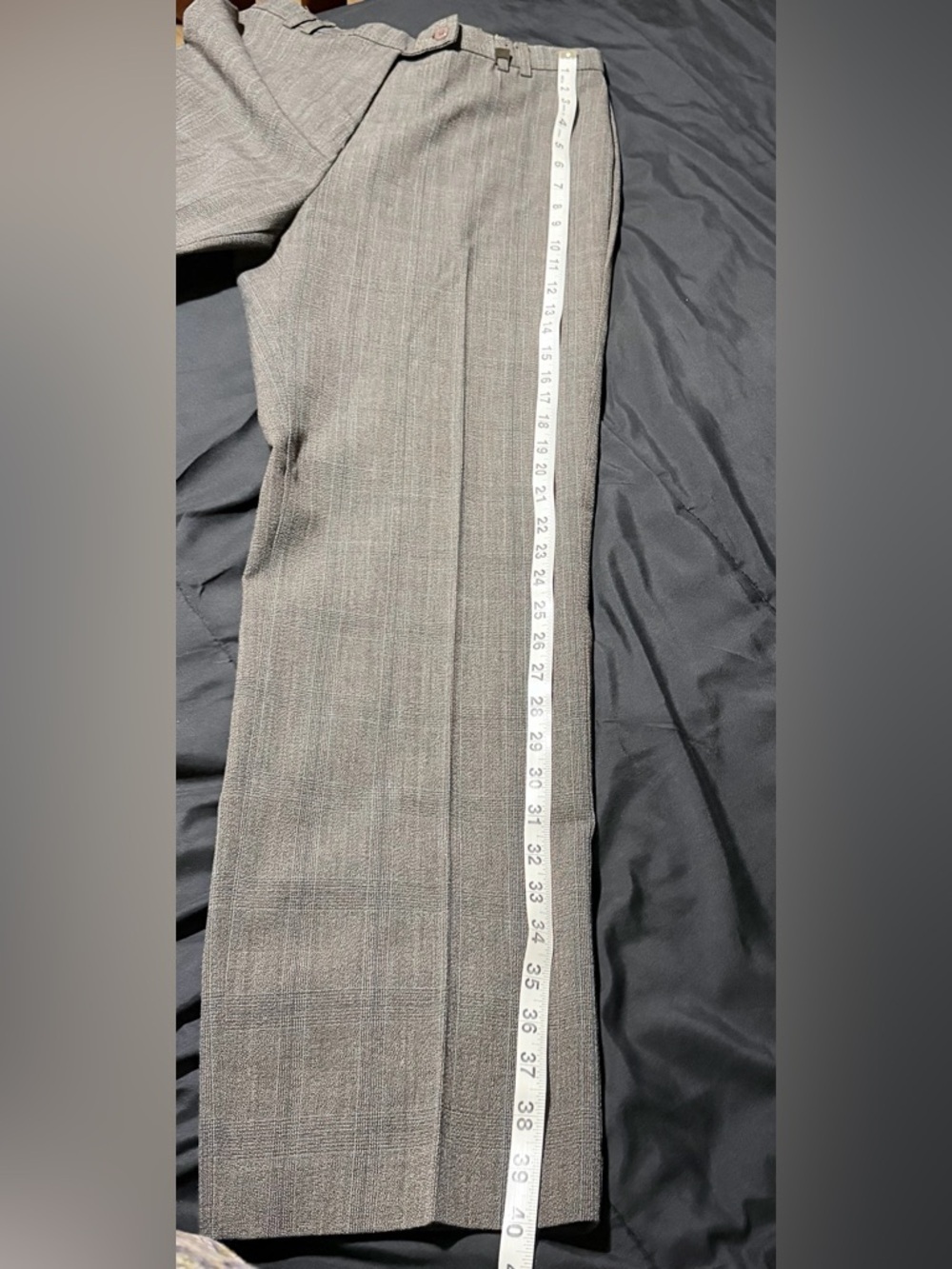 TanJay Gray Plaid Trousers with Blue Windowpane - Picture 6 of 7